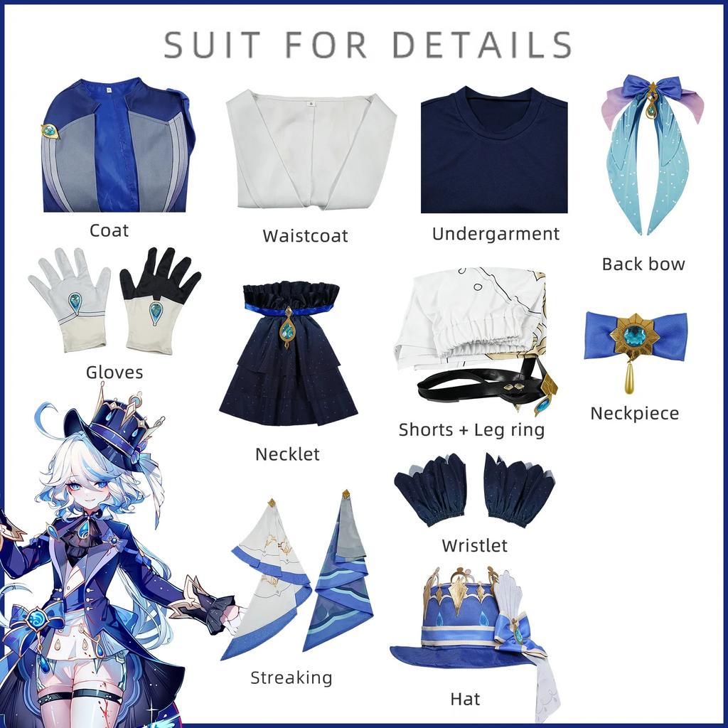 Furina Focalors Cosplay Genshin Costume Impact Carnival Uniform Anime Halloween Party Costumes Masquerade Women Game