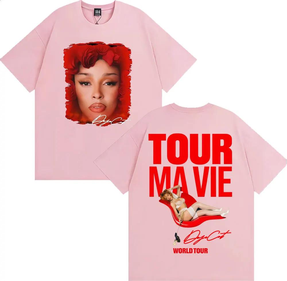 Zangeres The Doja Cat 2026 Wereldtour Dubbelzijdig Bedrukt T-shirts Mannen Vrouwen Kleding Mode Casual Korte Mouw T-shirt Streetwear