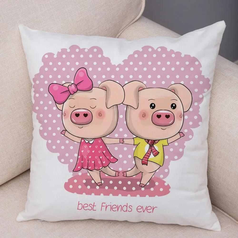 Cute Cartoon Pet Pig Pillowcase Decorative Animal Cushion Cover Children's Room Sofa Home