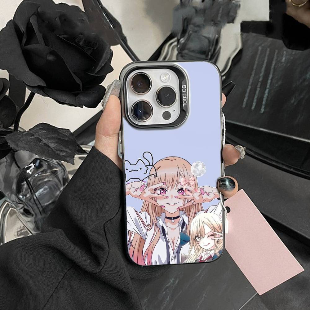 T-Darling Marin Kitagawa Kleurrijke Zilveren Telefoonhoesje Voor IPhone 16 17 15 14 12 13 Pro Max Zwarte Kleur Schokbestendige Hoes