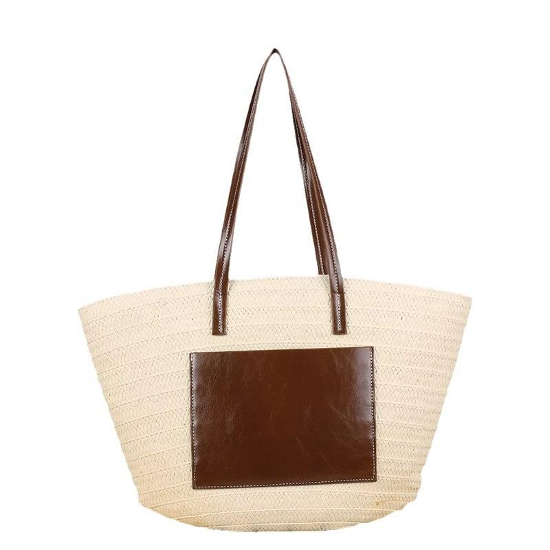 New High-end Straw Bag, Hand-woven Bag, Large-capacity Shoulder Tote Bag, Women's Seaside Vacation Beach Bag