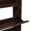 Shoe Cabinet with Mirror 4 Flip Down Compartments Brown Oak Effect 63 X 17 X 134 Cm