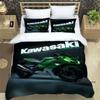 3D Retro Printed K-Kawasaki Motorsykkellogo Sengesett Elegant Sengesett Dynetrekk Sengetrekk Luksus Bursdagsgave