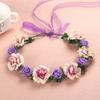 Flower Hair Wreath Headband Floral Crown Garland with Adjustable Ribbon Festivals Wedding Party Headpiece for Women Girl