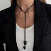 Salircon 4 Colors Simple Irregular Resin Bead Pendant Choker Necklace Women Black Wax Rope Adjustable Sweater Chain Jewelry Gift