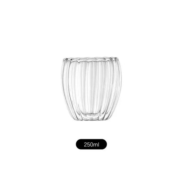 250/350/450ml Glass Cup Stripe Double Wall High Borosilicate Heat Resistant Tea Handmade Milk Juice Whisky Espresso Coffee Mug