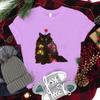 Women Tshirts Christmas Lights Cat Kawaii Cartoon Tops Tees Cute Animal Lover Funny T Shirts Girl Black Cat Fashion Casual Tops