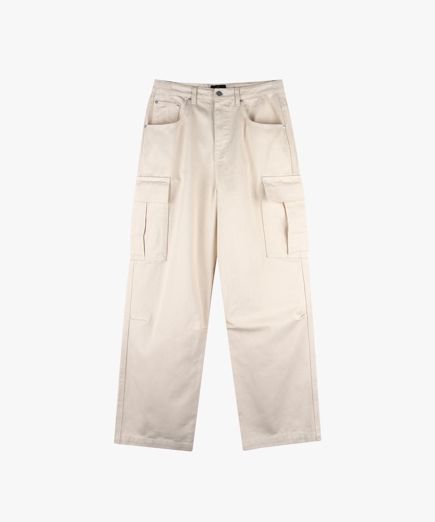 ESN Semi-Wide Cargo Cotton Pants Cream
