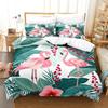Huse de pilotă Flamingo Mărime King/Queen Decor cu Frunze Tropicale Verzi Set de lenjerie de pat Copac de Palmier Floare Moale 2/3 buc Huse de pilotă din Poliester