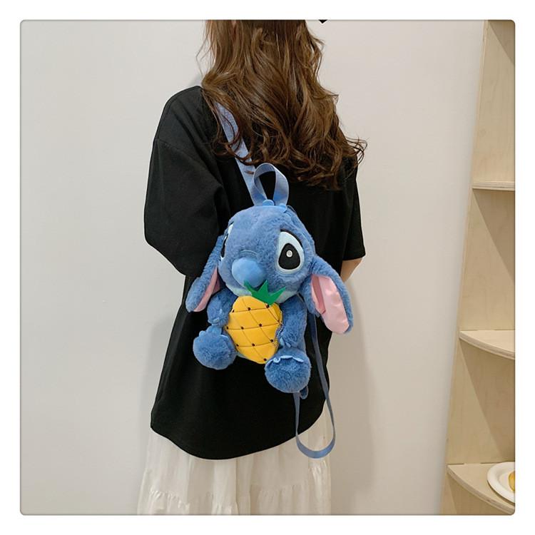 Stitch Cartoon Plush Crossbody Bag With Zipper Closure For Daily Wear