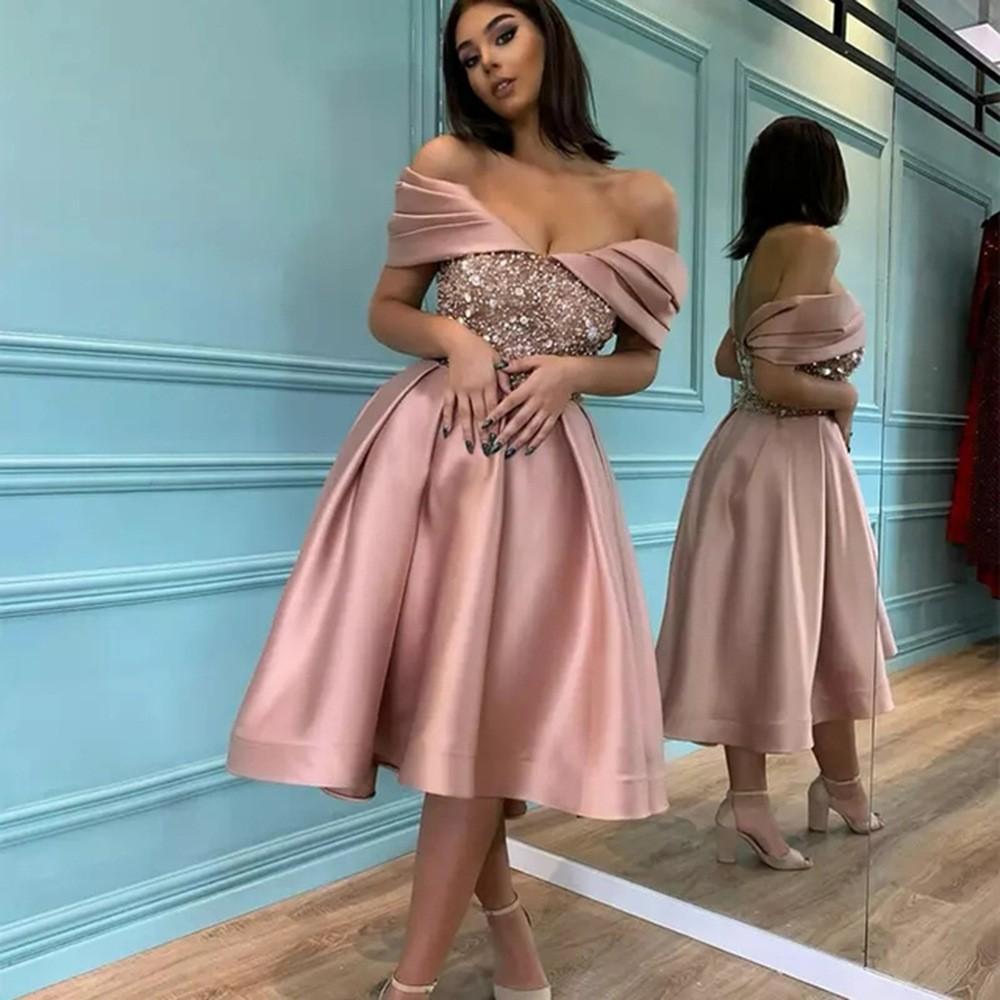 2025 New Women's Clothing Spring Simple Atmosphere Long Thin Sequins Off-the-shoulder Banquet Evening Dress Dress