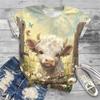 New Women T-shirt Cartoon Animal 3D Print Vintage Top Kawaii Women's Trending Clothes Short Sleeve T-Shirt