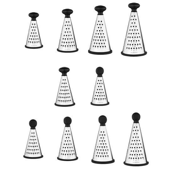Râpe conique en acier inoxydable avec lames 3-en-1 Râpe multi-fonctions pour fromage et ail Lavable au lave-vaisselle Outil de cuisine essentiel pour râper fin et grossier