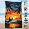 1pz Asciugamano da Spiaggia Oversize Tropical Breeze - Morbido Poliestere in Microfibra ad Assorbimento Rapido, Stampa Vibrante Scena Spiaggia al Tramonto con Palma