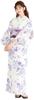 Yukata Heiko Obi Floral Simple Watercolor Easy To Wear by One Person Moonlight FREE (Dita) Women's 5-Piece Set (Sash), Blue, Purple, White, Pattern,