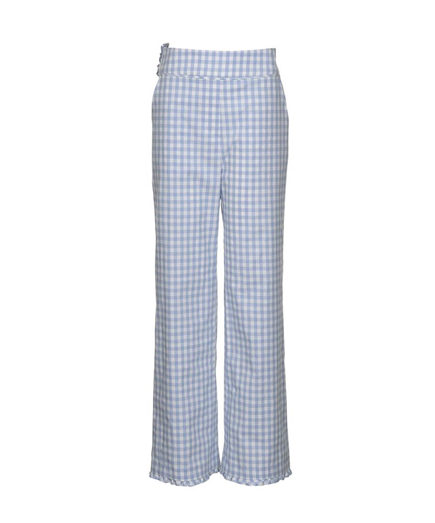 BMUETTE Gingham Check Frill Detail Pants