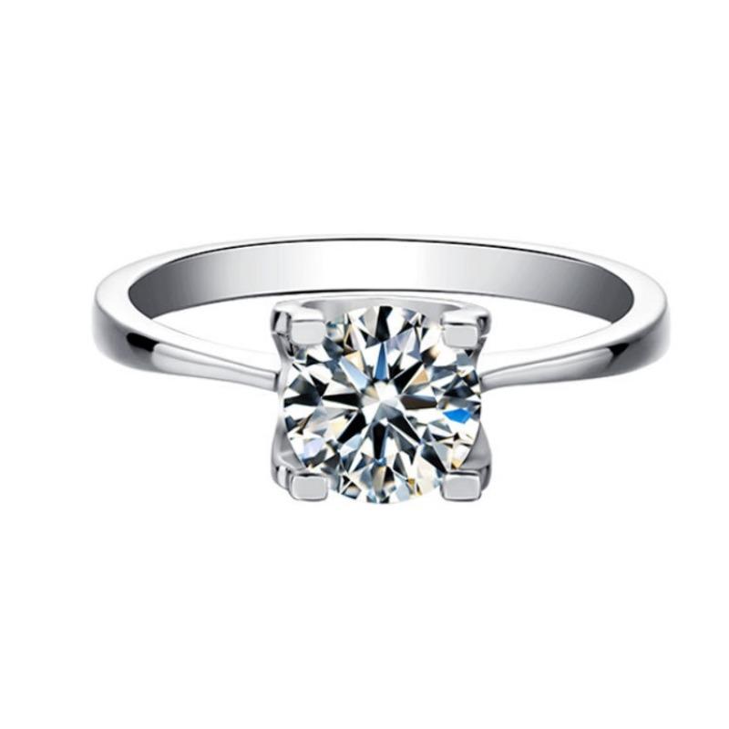 S925 Sterling Zilveren Ring Eén Karaat Diamanten Ring Trouwring Moissaniet D Kleur Ring