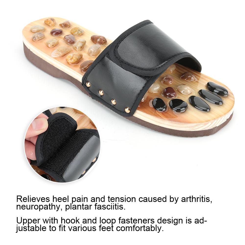 Foot Massage Slippers Pebble Stone Sandal Acupuncture Feet Relax Shoes Health CareBlack 37 38