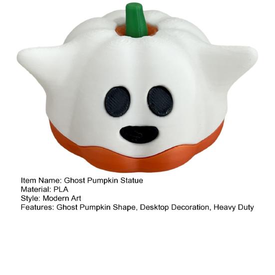 Halloween Ghost Pumpkin Statue 3D Printed Cartoon Pumpkin Elf Figurine Sculpture Home Office Desktop Decoration Ornament