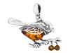 Silver Sparrow Pendant with Amber Oxidized Silver Bird Pendant 925