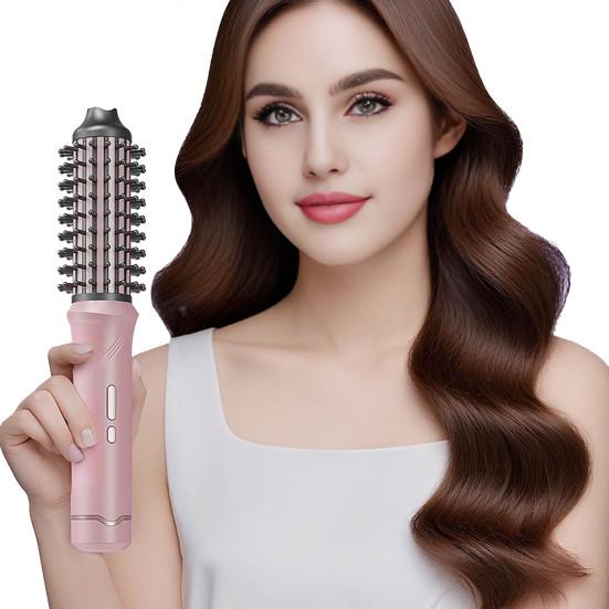 Cordless Hair Curling Iron Brush 3-in-1 Hair Curler Straightening Brush 5000mAh Thermal Hair Brush 3 Temperature Curling Wand for Women