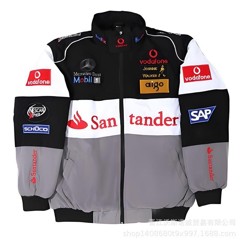 Men Women Motorcycle Racing Style Windproof Jacket Casual Biker Coat Lightweight Embroidered Retro Sport Outerwear