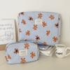 Blue Striped Bear Cosmetic Bag With Quilted Storage For Daily Use And Travel