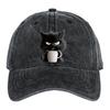Cat Pattern Baseball Hat Adjustable Sunshade Curved Brim Sun Hat Unisex Hip Hop Casual Style Washed Coffee Cap