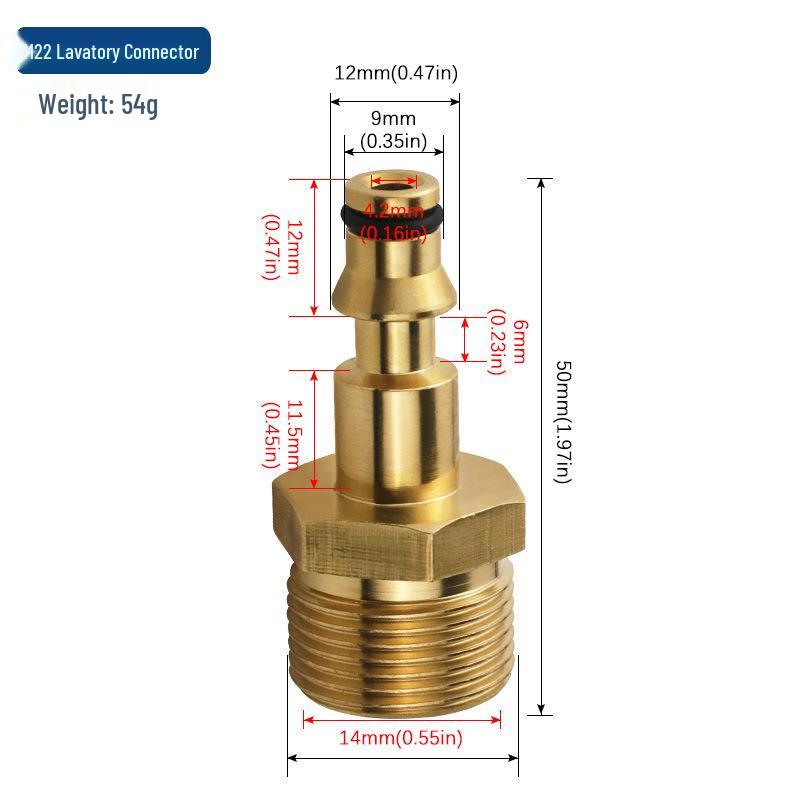 High-Pressure Foam Cannon Water Gun: M22 To Quick Connect Car Wash Conversion Connector