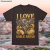 I Love Garlic Bread Skeleton Shirt, Hardcore Garlic Bread Lover Tee, Cringe Aesthetic Skeleton T-Shirt, Funny Fantasy Art Bread Gift