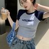 Zomer Koreaanse T-shirts met Korte Mouwen voor Dames letterborduurwerk Casual slank T-shirt Harajuku Studenten Y2k crop Tops streetwear