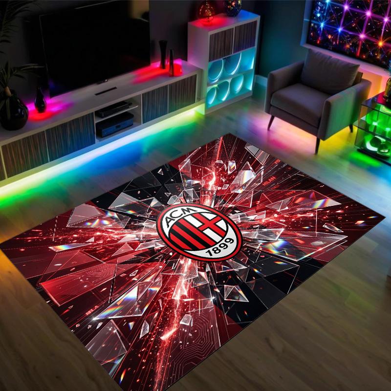 Tapis Velours Cristal Design AC Milan Confortable Non?Tapis imprimé antidérapant pour chambre, salon, entrée