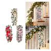 Handmade Artificial Christmas Stair Swag with Bowknots and Balls Light Up Wreath for Front Door Home Outdoor Garden Decoration