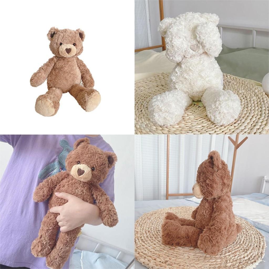 Adorable Heart-shaped Plush Teddy Bear Toy For Soothing Comfort 16.5" Tall, Long Furry Brown Fur