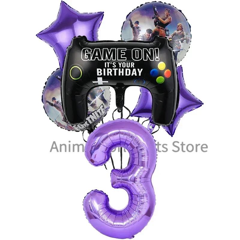 Décorations de Fête Thème Fortnite Parfaites pour Garçons Figurines d'Action Bannière Gâteau Vaisselle d'Anniversaire pour Enfants Décoration Arrière-plans