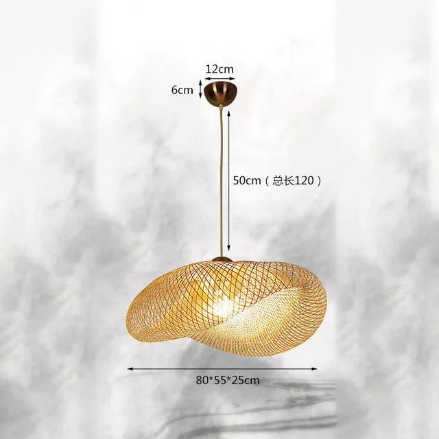 Retro Bamboo Weaving Chandelier Lamp Hanging LED Ceiling Light Wicker Fixtures Rattan Woven Droplight for Home Bedroom Decors
