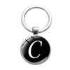 1PC AZ Initial Name Brief Anhänger Schlüsselanhänger Halter Runde Alphabet Schlüsselanhänger Kunst Foto Glas Cabochon Vintage Schmuck