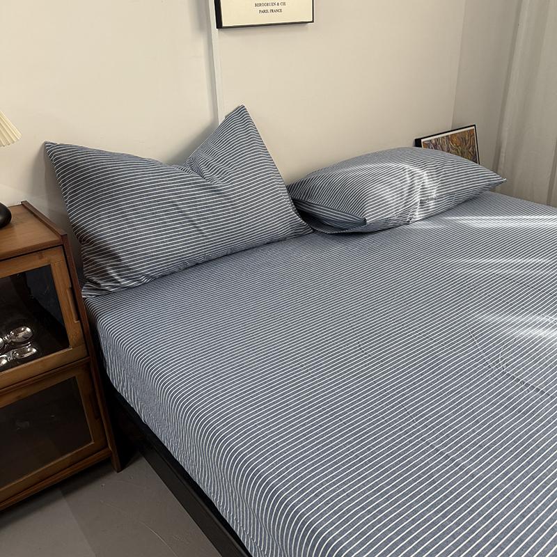 Sleeping Grid All Cotton Color Woven Washed Cotton Bed Sheet, Pure Cotton Bed Sheet, Single Piece Raised Bed Sheet