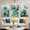Abstract Blue Flowers Golden Noble Decorative Poster Modern Nordic Canvas Painting Print Decor Wall Art Pictures For Living Room No Frame