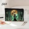 Witch Castle Storage Pouch Bag, with Halloween Print, Large Portable Cosmetic Capacity Canvas Organizer, for Travel And Stationery Leak-Proof Bag