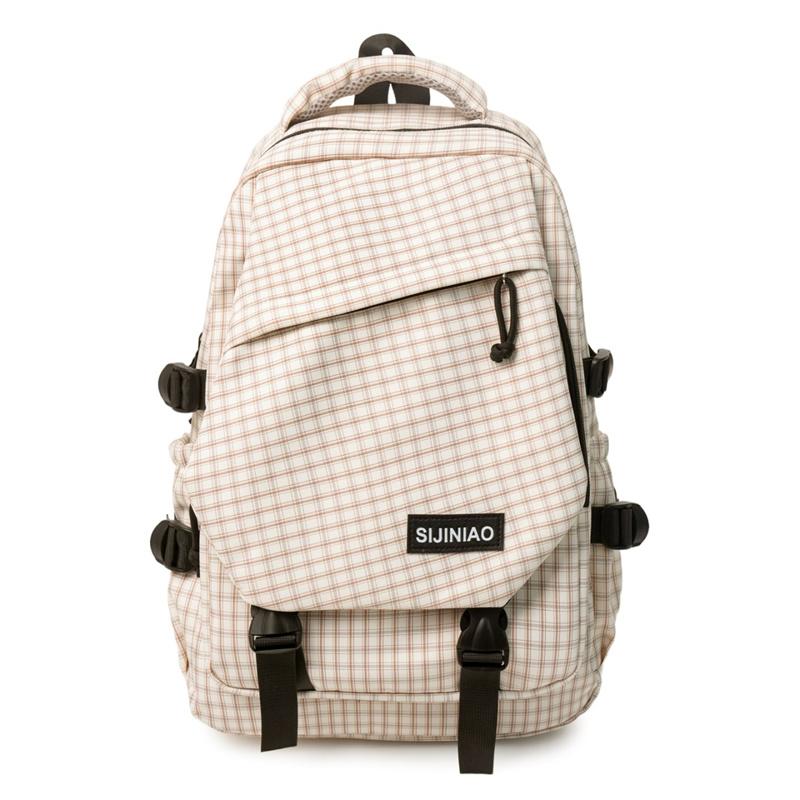 Large Capacity Backpack Campus Schoolbag Commuter Plaid Backpack