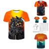 Farbenfrohes 3D-Druck-Godzilla-König-der-Monster-Unisex-Freizeit-Kurzarm-T-Shirt
