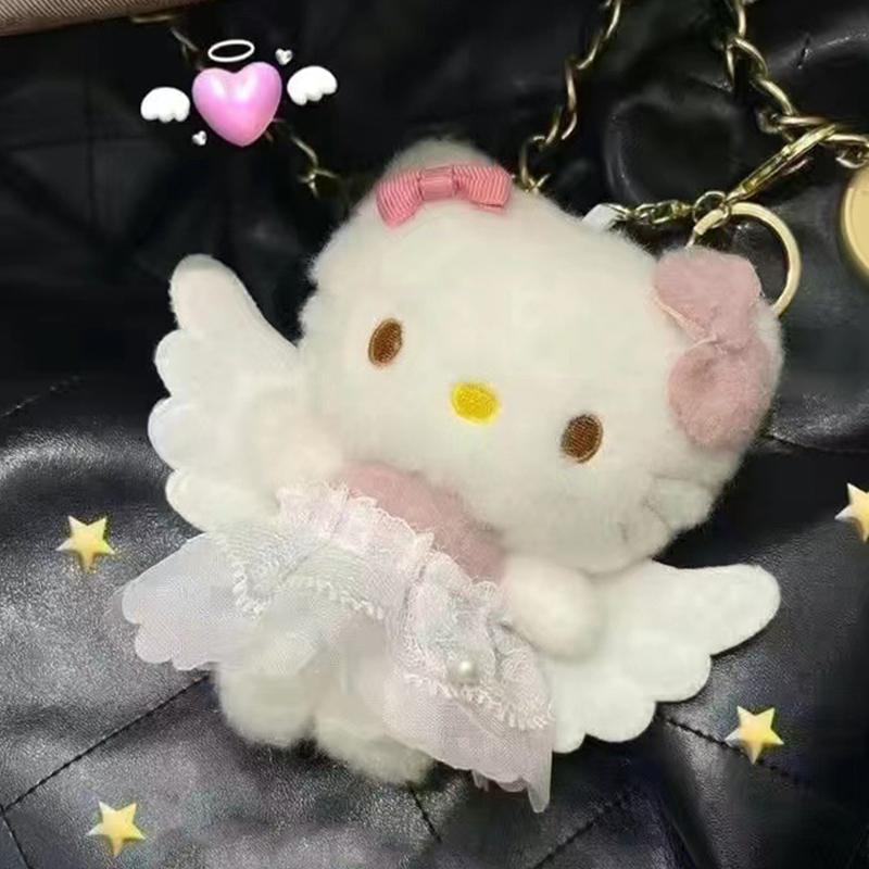 Simpatico portachiavi Sanrio Hello Kitty Kawaii Cartoon Schoolbag Pendant Decoration Peluche Doll Toy Regali per le feste