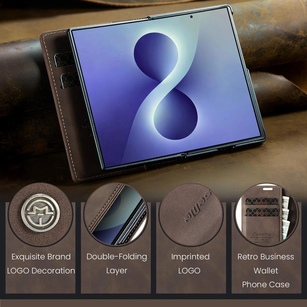 Lyxig Retro Flip-plånbok med kortfack Läderfodral för Samsung Galaxy Z Fold 8 7 6 5 4 Fold8 Fold7 Fold6 Fold5 5G Stötsäkert Skydd