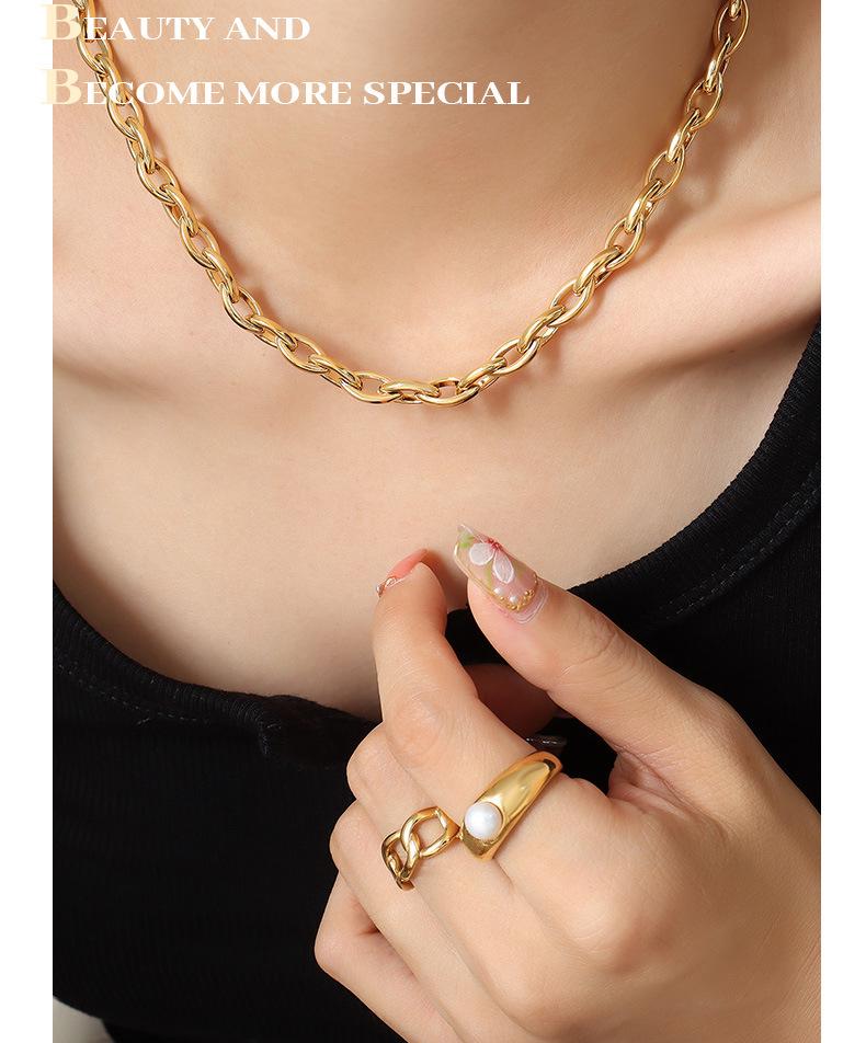 European Copper Jewelry Set: Chunky Chain Necklace & Versatile Bracelet