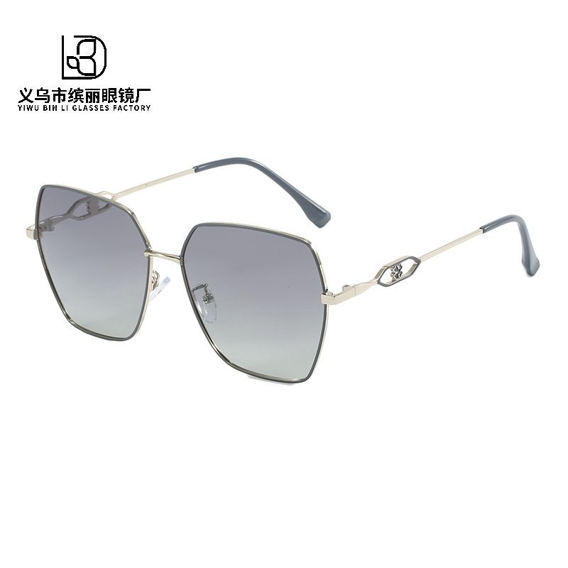 Sunglasses Women'S Summer Sun Protection Polarized Sunglasses Fashion Large Frame Metal Advanced Sense Uv Protection Goggles