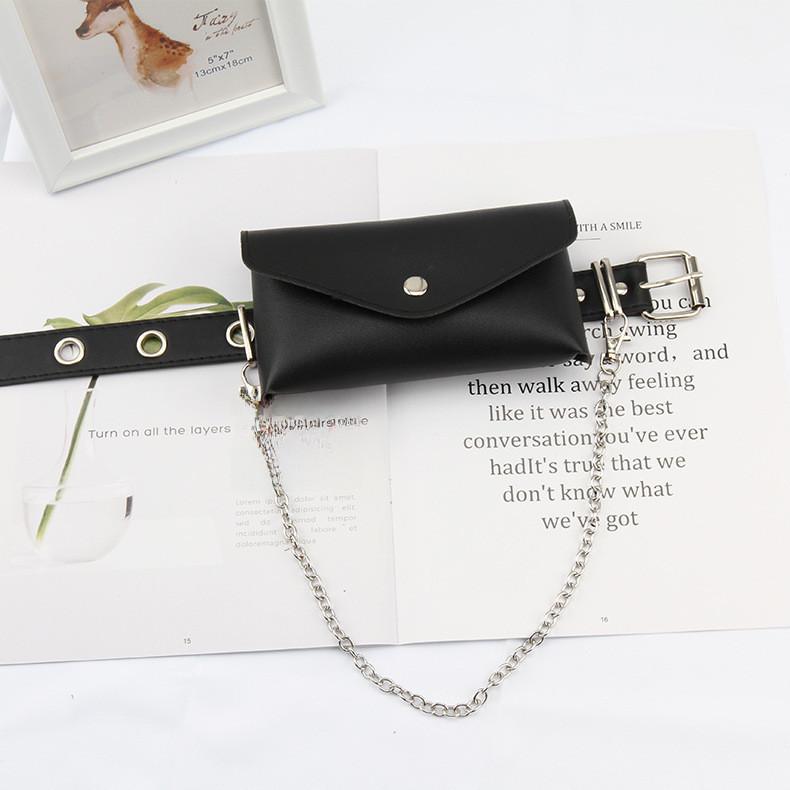 Punk Style Belt For Women With Pu Material And Adjustable Pin Buckle For Fashionable Streetwear