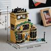 Street View Modular Coffee Restaurant Retro Flower House with Architecture Building Block Sets Toys for Kids