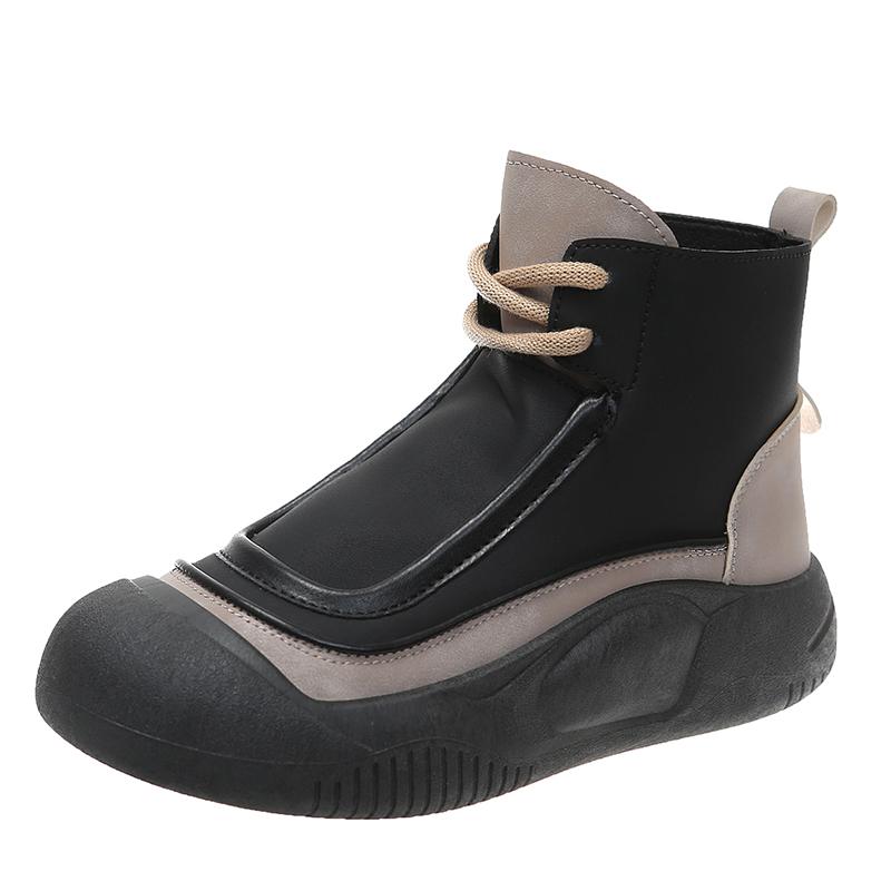 TUINANLE Women Spring Shoes High Top Sneakers Zip Black Shoes Woman Walking Chunky Sneakers