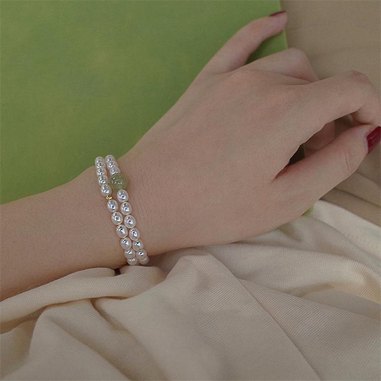 Recommended Jewelry Fashionable and Elegant Hetian Jade Beaded Bracelet, Pearl Bracelet, Simple and Fresh Women's Bracelet